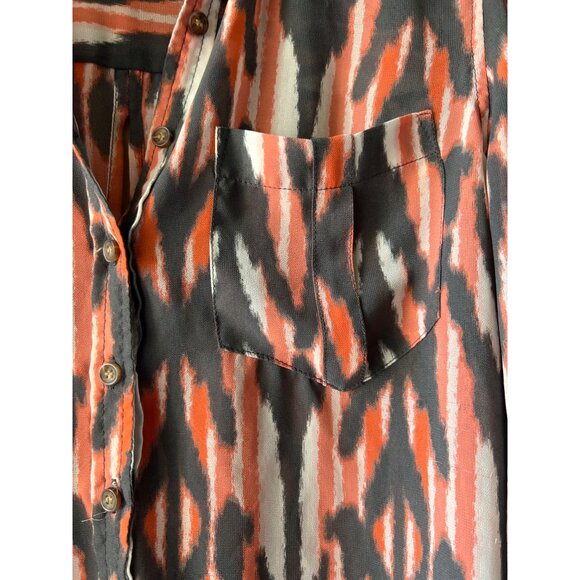 Guess Chic Geometric Button Front Sheer Top Womens XS - Picture 2 of 11